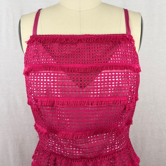 Barbie Pink! Anthropologie Hutch Eyelet Fringe Pink Dress - Picture 4 of 7